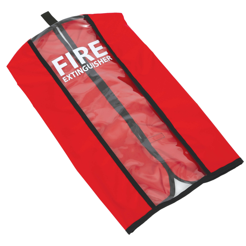 Custom-sized fire extinguisher covers made of polyester PVC, providing reliable protection for fire extinguishers，Fire Extinguisher Cover，Fire Extinguisher Accessories，Customizable logo; dustproof and waterproof polyester/PVC portable fire extinguisher cover