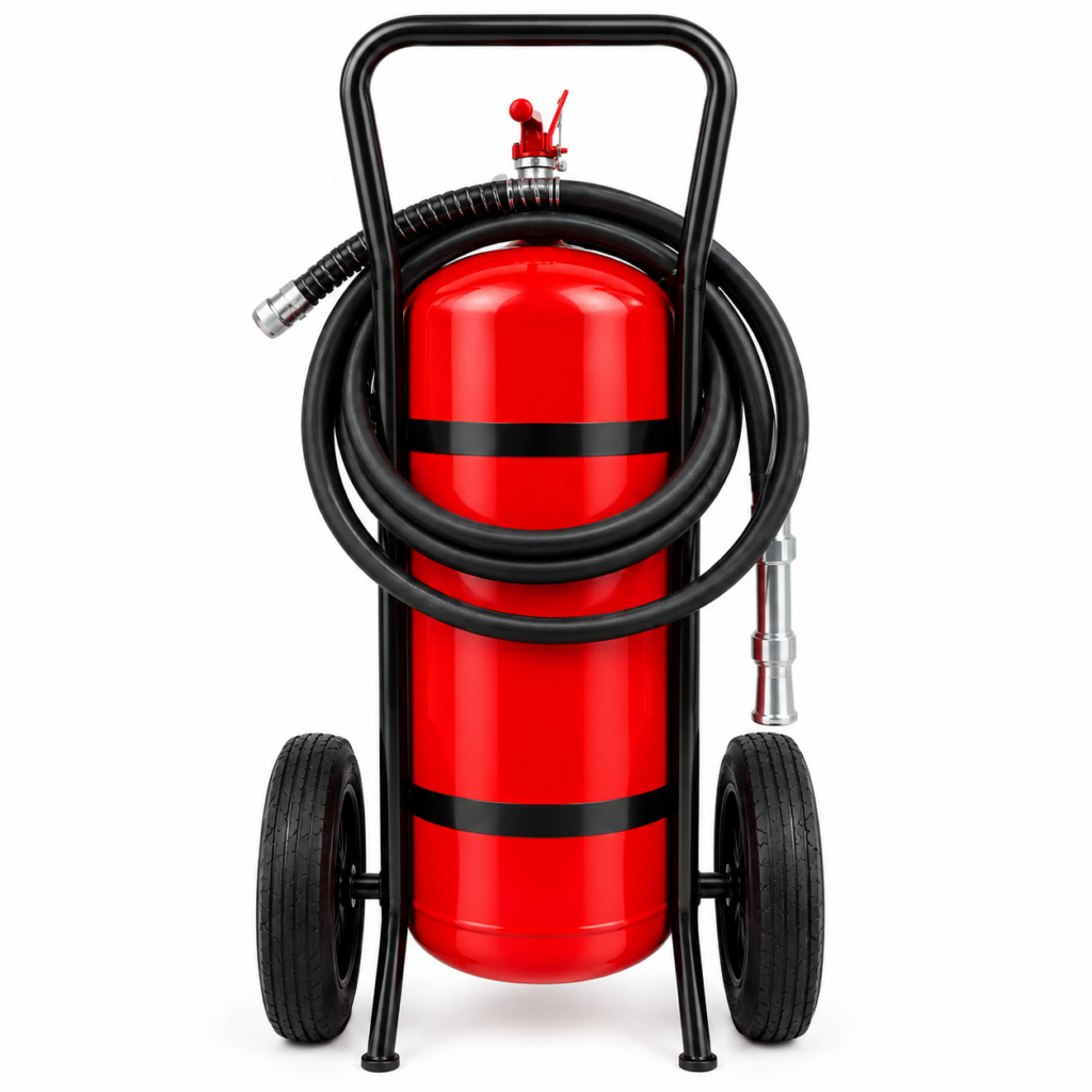 Powder Trolley Fire Extinguisher,Hand-held fire extinguishers with capacities of 25 kg, 50 kg, 70 kg, and 100 kg,Abc Chemical Powder Fire Extinguisher，Factory manufacturer; supports OEM & ODM.