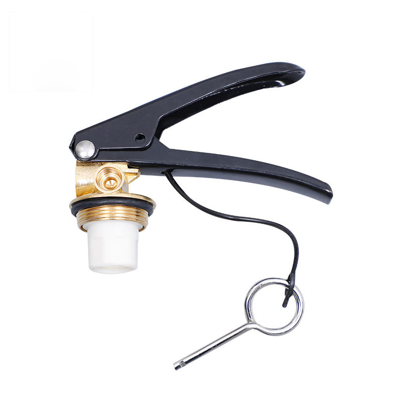 Fire extinguisher valve head with dual-safety accidental-activation lock and dual safety pins (firefighting equipment accessory)，Custom Disposable Fire Extinguisher with Safety Plastic Seal，Safety Seal & Pin, Sample-grade tension-type fire safety extinguisher plastic seal available
